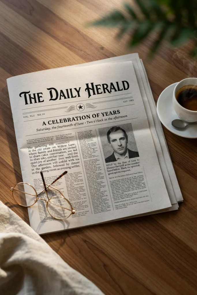 Newspaper Front Page Invitation