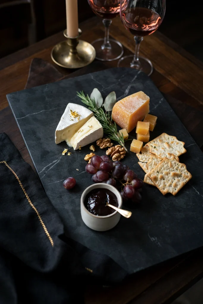  Elegant Black and Gold Christmas Charcuterie Board
