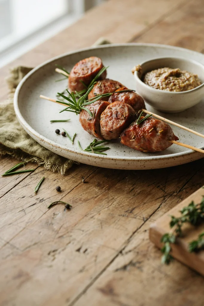 Rosemary Skewered Sausage Bites