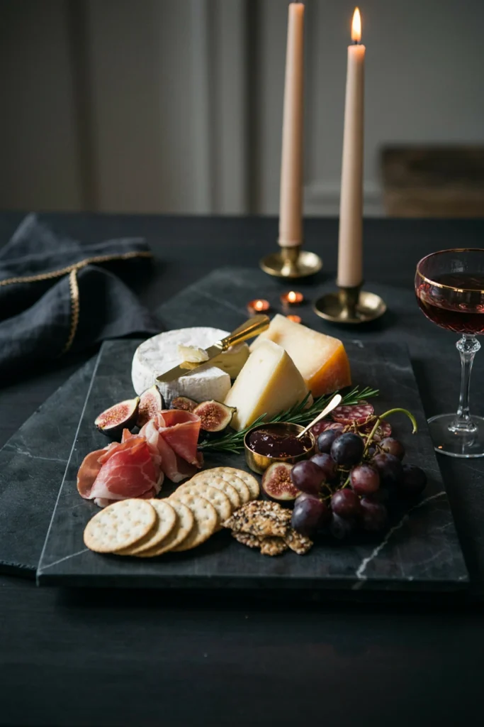 Elegant Black and Gold Charcuterie Board