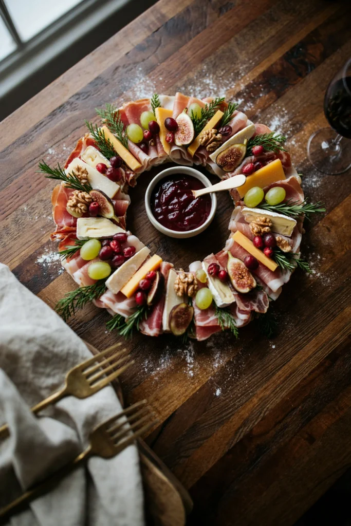 Rustic Christmas Wreath Charcuterie Board