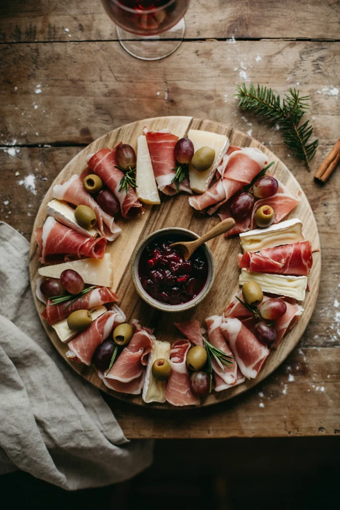 Rustic Christmas Wreath Charcuterie Board