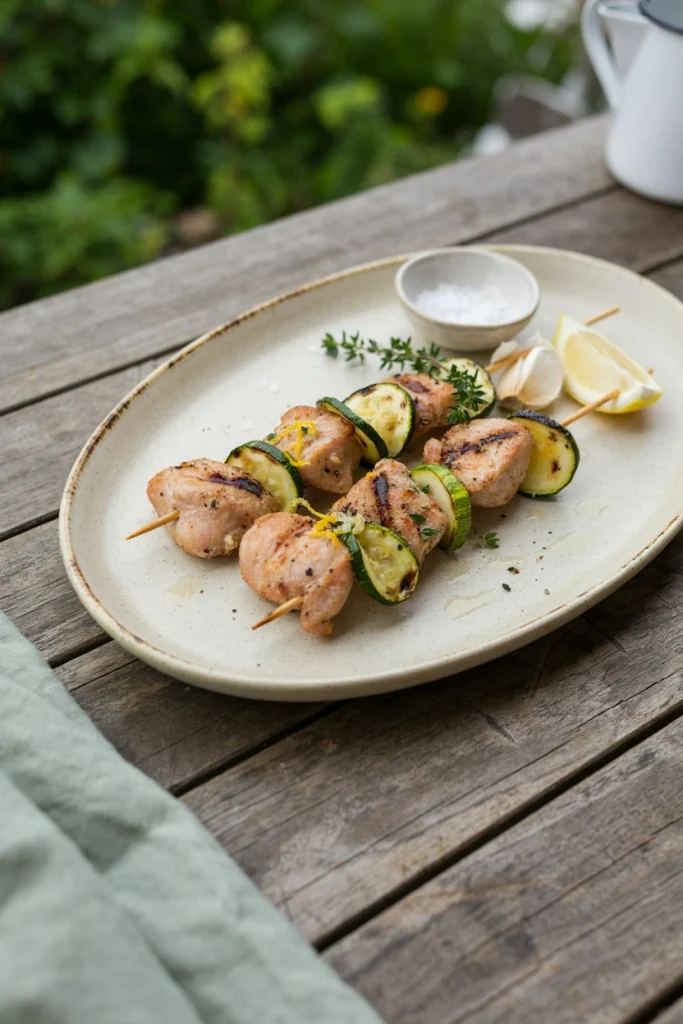 Lemon Herb Chicken and Zucchini Skewers