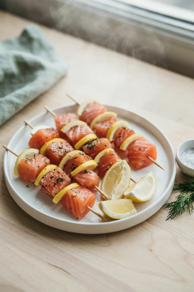  Lemon Pepper Salmon Skewers