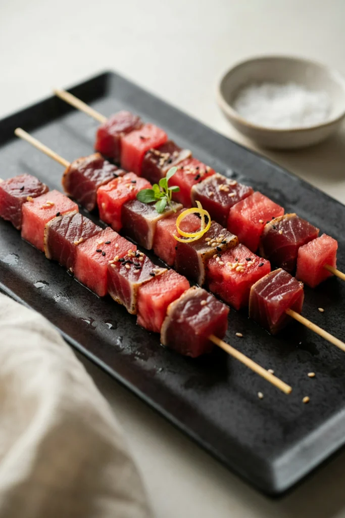 Tuna and Watermelon Skewers