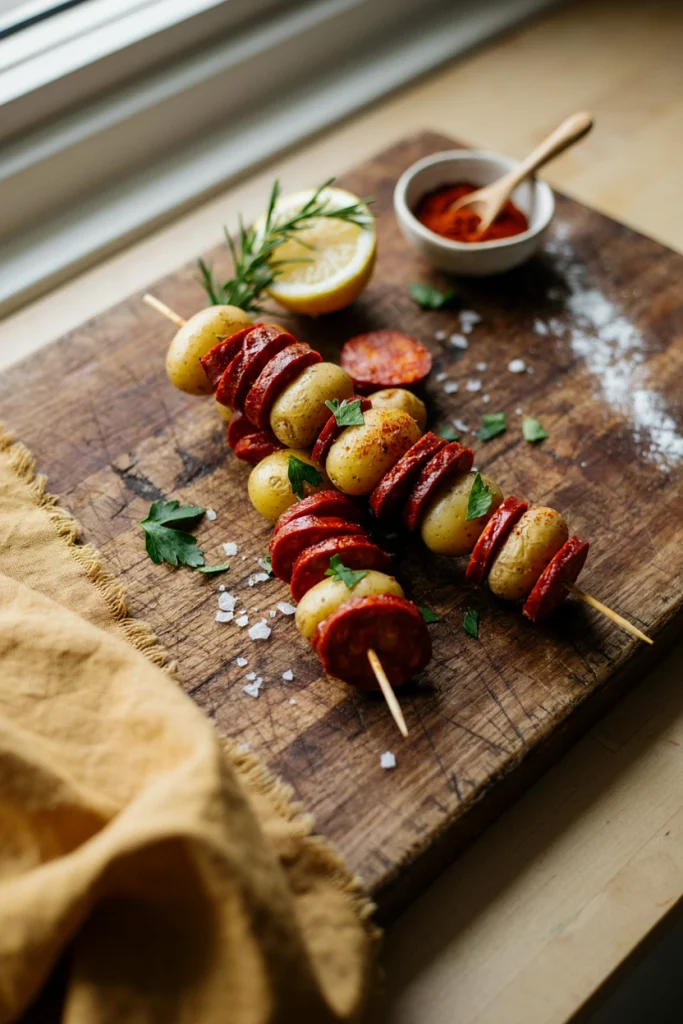 Chorizo and Potato Skewers